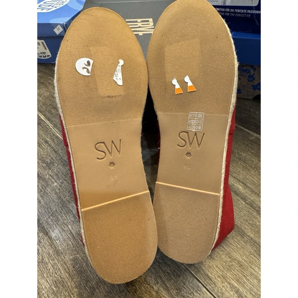 NWOT!! Stuart Weitzman‎ Dree Flat Espadrille Red Size US 9.5 EUR 40 Nautical